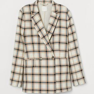 H&M Beige Plaid Blazer Size Small
